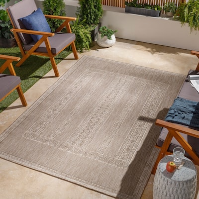 Livabliss Yadgar Subtle Stripes Indoor/ Outdoor Area Rug