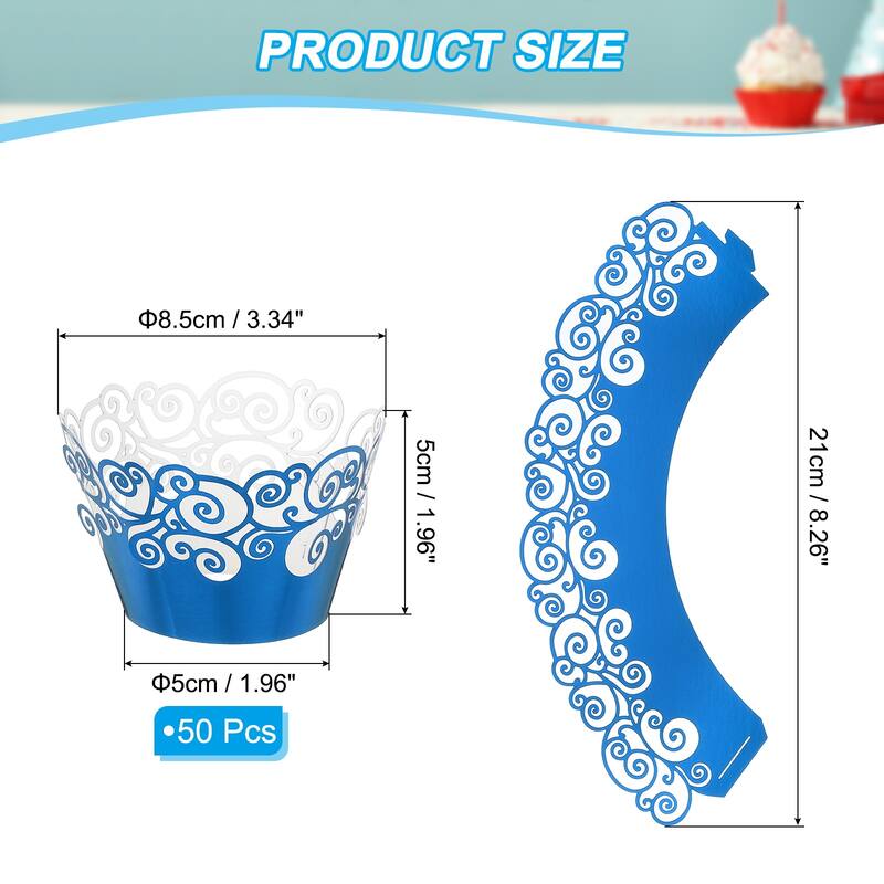 Cupcake Wrappers Paper, 50 Pack Baking Cups Standard Cloud Decor - Reflective Blue