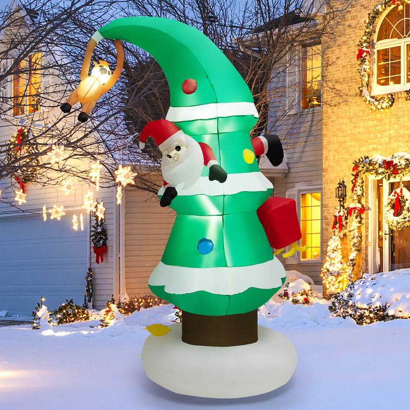 Costway 8FT Inflatable Christmas Tree with Santa Claus, Blowup Holiday - See Details