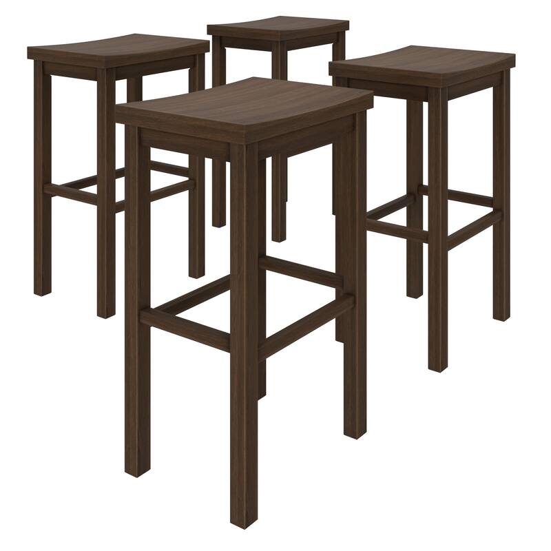 Now Furniture Solid Wood Backless Saddle Seat Bar Height Stool