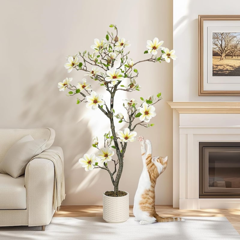 Faux Artificial Flower Tree, Magnolia Plants for Home Decor