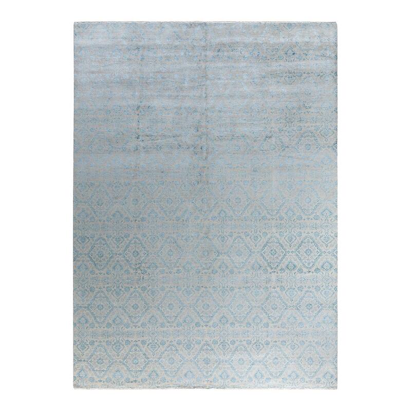 Ikat One-of-a-Kind Hand-Knotted Area Rug, Ivory - 9' 0" x 12' 2"