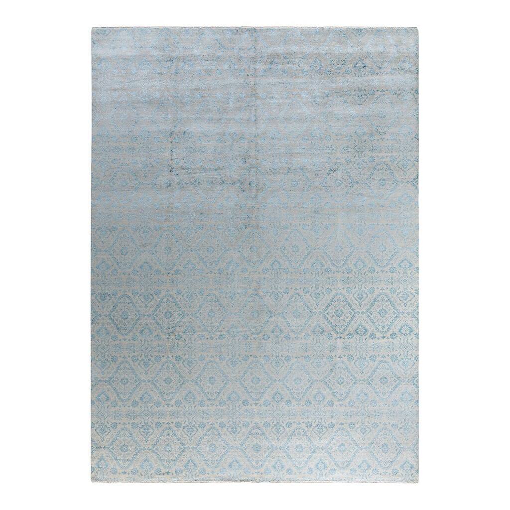 Ikat One-of-a-Kind Hand-Knotted Area Rug, Ivory - 9' 0" x 12' 2"
