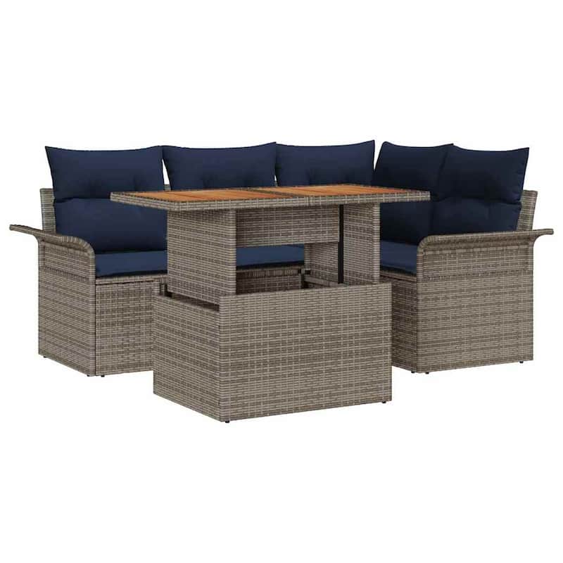 vidaXL 5 Piece Garden Sofa Set with Cushions - 73.8×52.2×27.2