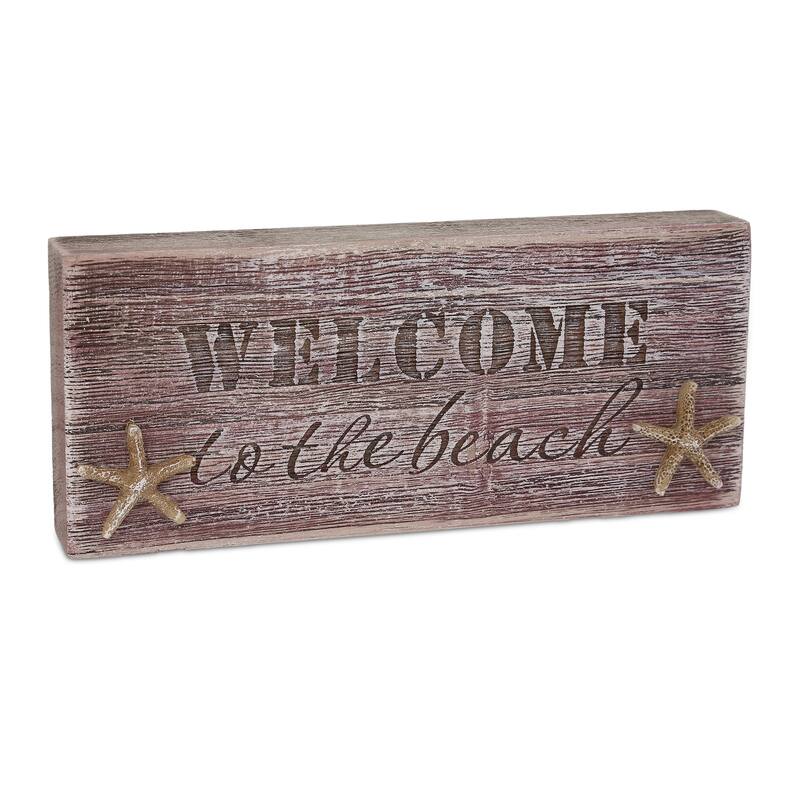 CoTa Global Welcome To The Beach Driftwood Block Sign - 8.25×3.5 Inch