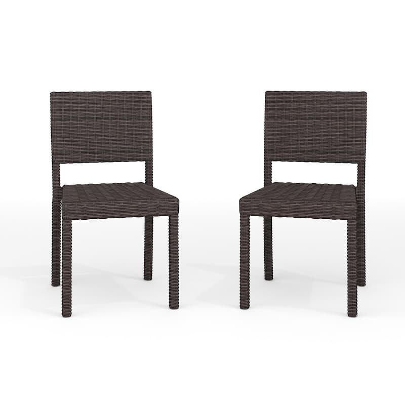 Martha Stewart 2PK Outdoor Rattan Wicker Stackable Side Dining Chairs - 18.5"W x 21.75"D x 33.5"H - Brown