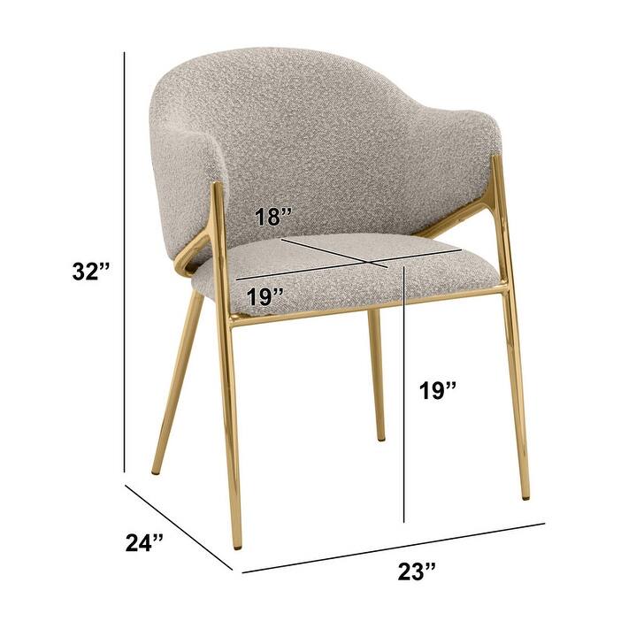Best Quality Furniture Boucle Fabric Chrome Dining Chairs (Set of 2) - N/A