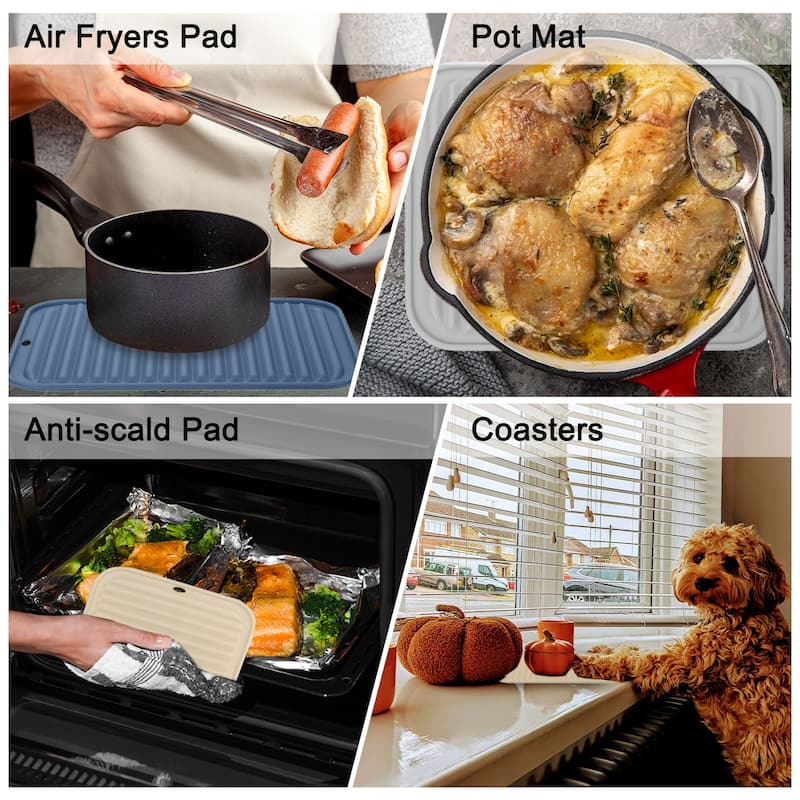 2 Pack Silicone Dish Drying Mat, 9"x12" Trivets for Hot Pots and Pans