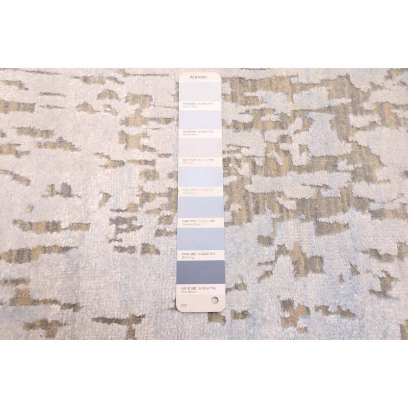 ECARPETGALLERY Hand-knotted Legacy Light Blue Silk, Wool Rug - 2'6 x 11'10