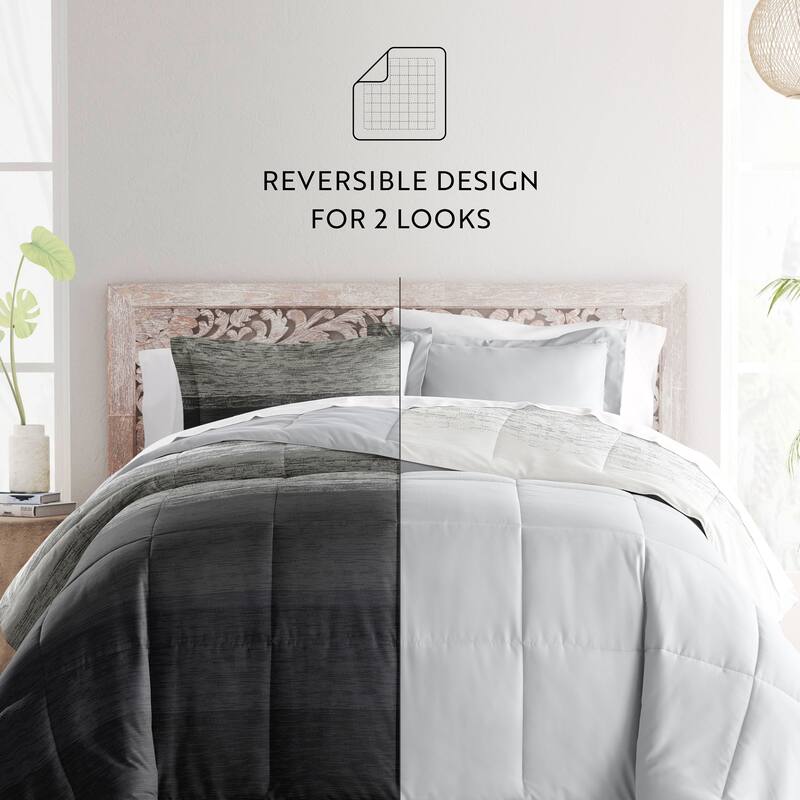 Becky Cameron Reversible Down-Alternative Comforter in Ombre and Soft Stripe