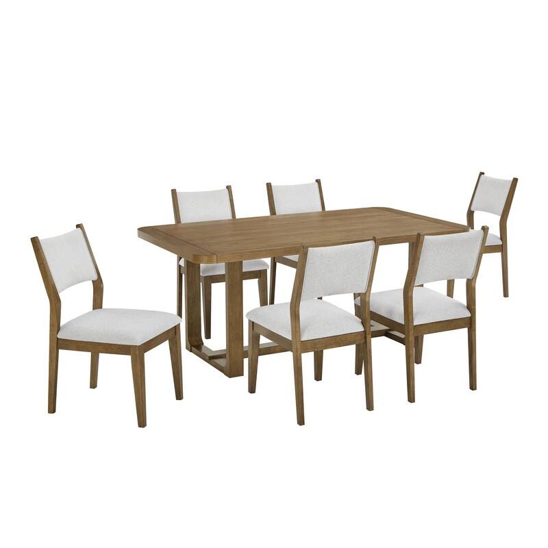 Darla 7Pc 72"W Rectangular Walnut Oak Finish Sled Dining Set