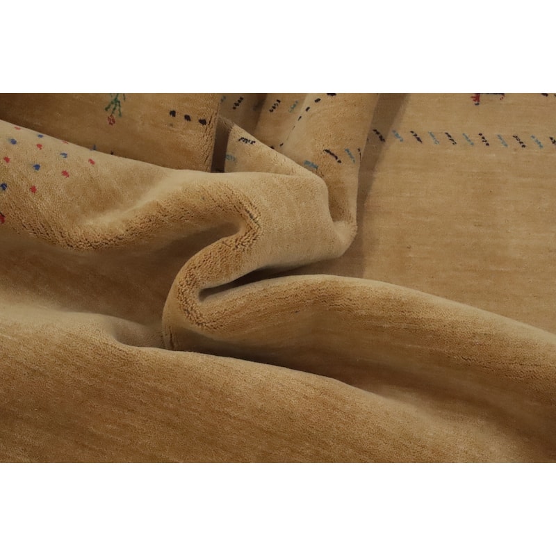 Hand Knotted Oriental 100% Wool Carpet Tribal Animal Pictorial Oranges & Rust Gabbeh Area Rug - 7' 9'' X 5' 0''
