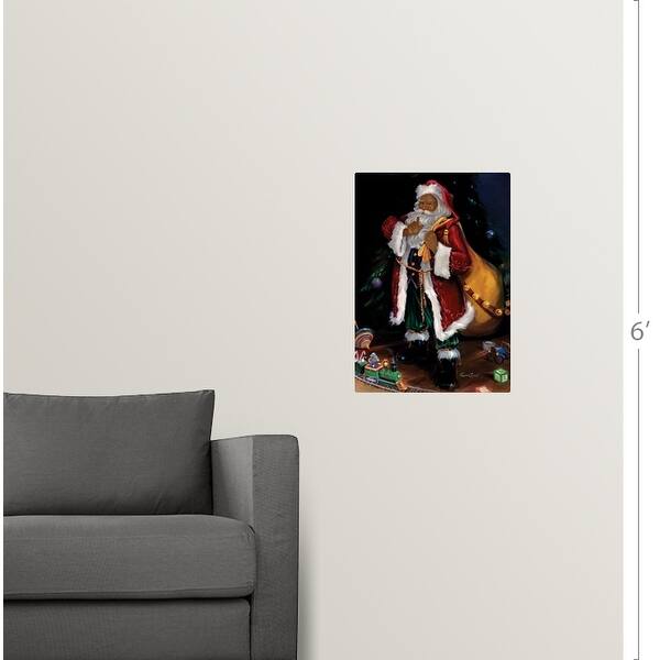 dimension image slide 4 of 5, "African American Santa" Christmas Winter Holiday Poster Print