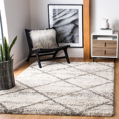 SAFAVIEH Hudson Shag Estella Diamond Trellis 2-inch Thick Rug