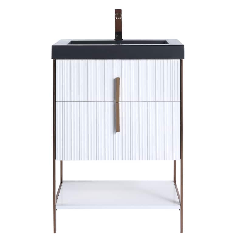 Fine Fixtures Serenity Modern Bathroom Vanity with Black Gel Acrylic Top