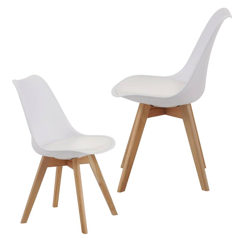White Dining Chair Simple Kitchen Chair Accent Chair Office Chair Dressing Chair Coffee Chair Lounge Chair with Wood Legs