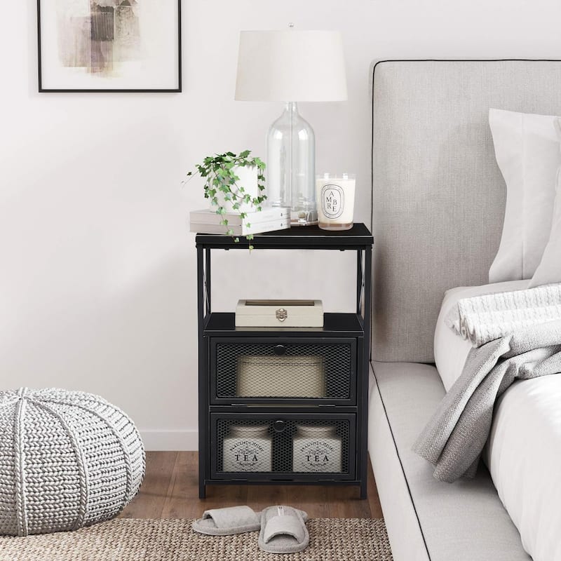 4-Pieces Bedroom Set with Drawer and Nightstands Set of 2, 5-Drawer Dresser, Brown/Grey Set