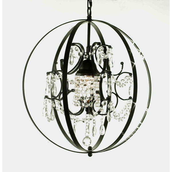 FOUCAULT'S ORB CRYSTAL CHANDELIER LIGHTING! H17.5" X W17.5"