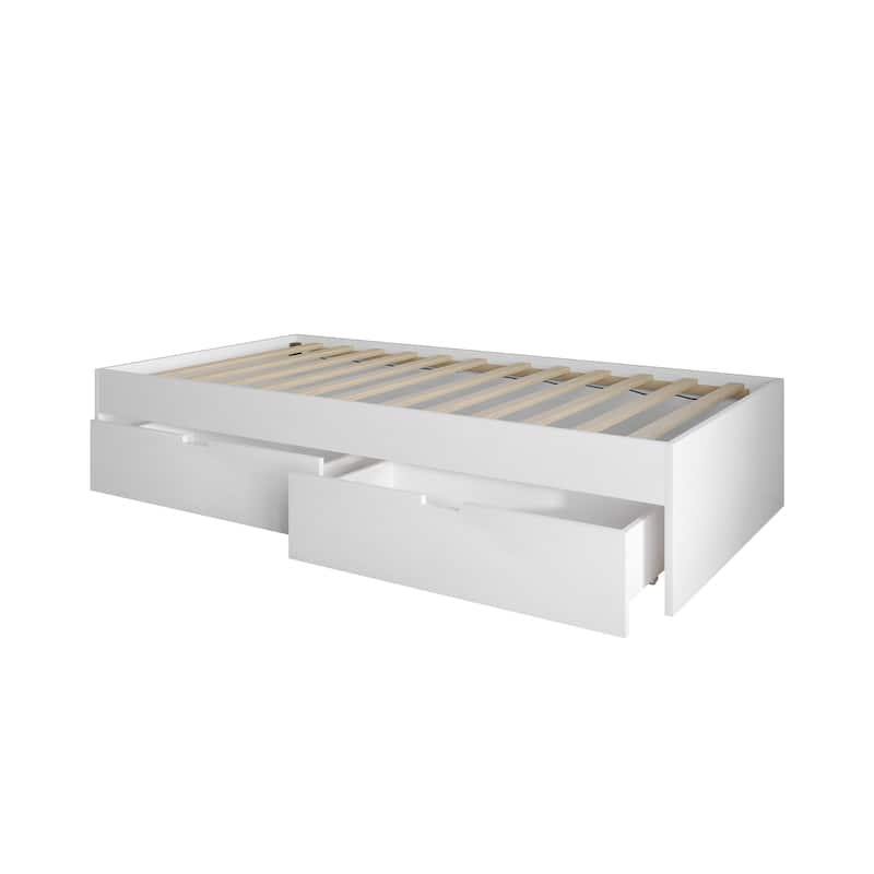 CraftPorch Wooden Twin Mates Bed with Storage