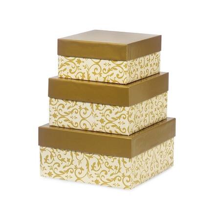 Shop 1 Set Floral Florentine Tapestry Gold Nested Large 3 Pcs Square Gift Box For Wedding Graduation Christmas Valentine S Day On Sale Overstock 19772922