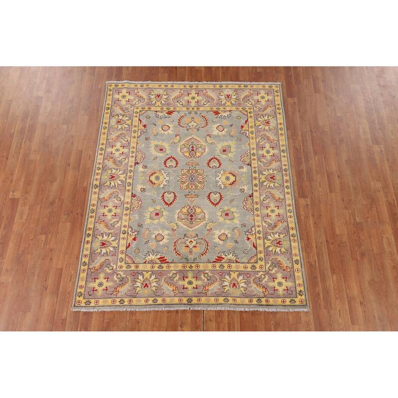 Kazak Oriental Area Rug Handmade Geometric Wool Carpet - 5'3" x 6'7"
