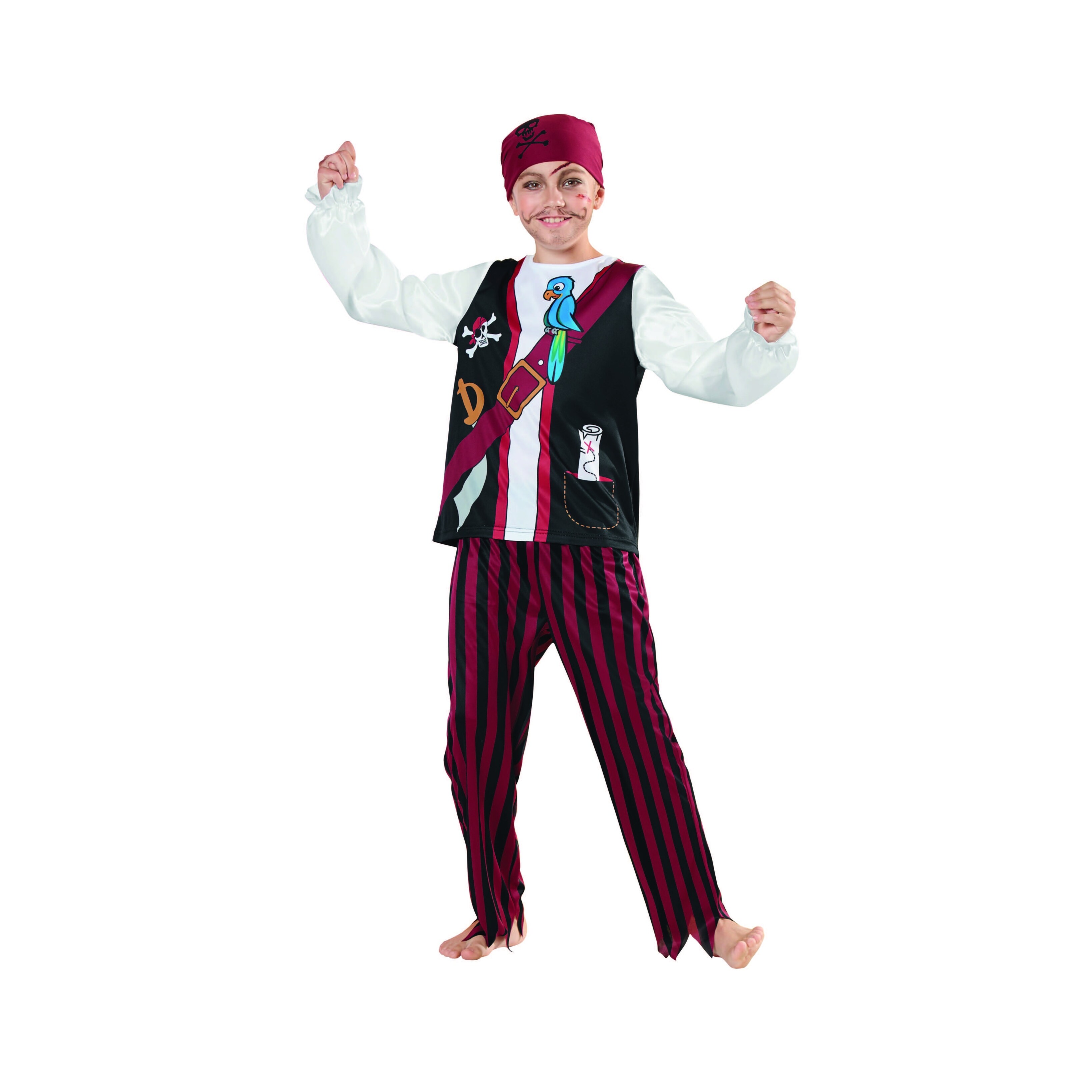 red and black pirate costume