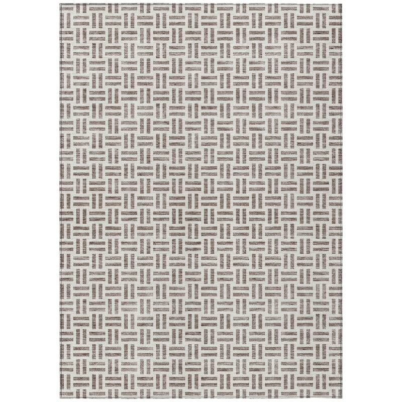 Machine Washable Indoor/ Outdoor Contemporary Basketweave Chantille Rug