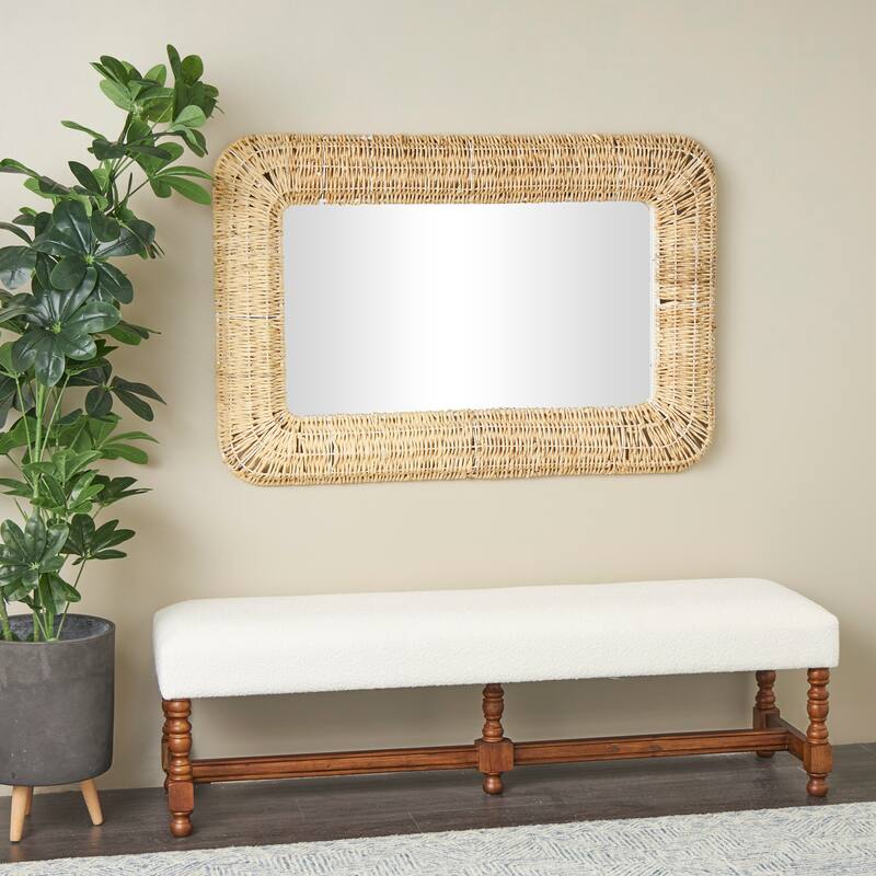 Handmade Brown Rattan Handmade Woven Wall Mirror