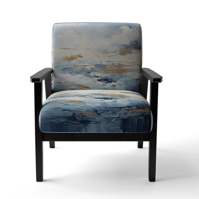 Designart "Beach Scandinavian Solitude III" Upholstered Abstract Accent Chair and Nautical & Coastal Arm Chair - Multiple Color