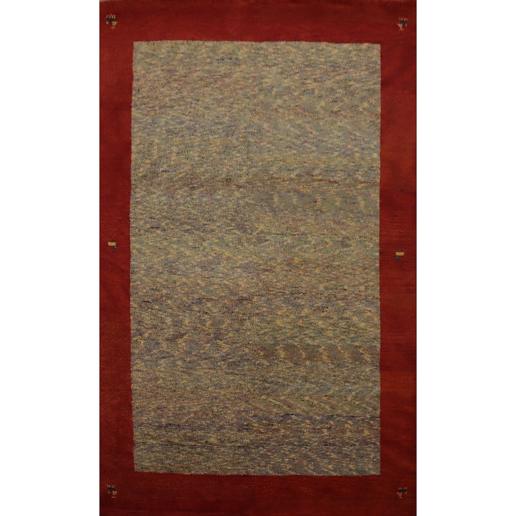 Hand Knotted Oriental 100% Wool Carpet Tribal Modern Multi-Colored Gabbeh Area Rug - 7' 8'' X 5' 3''