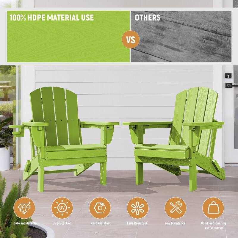 3-Position Reclining Folding Outdoor Chair – PE Wood Grain, Weather-Resistant