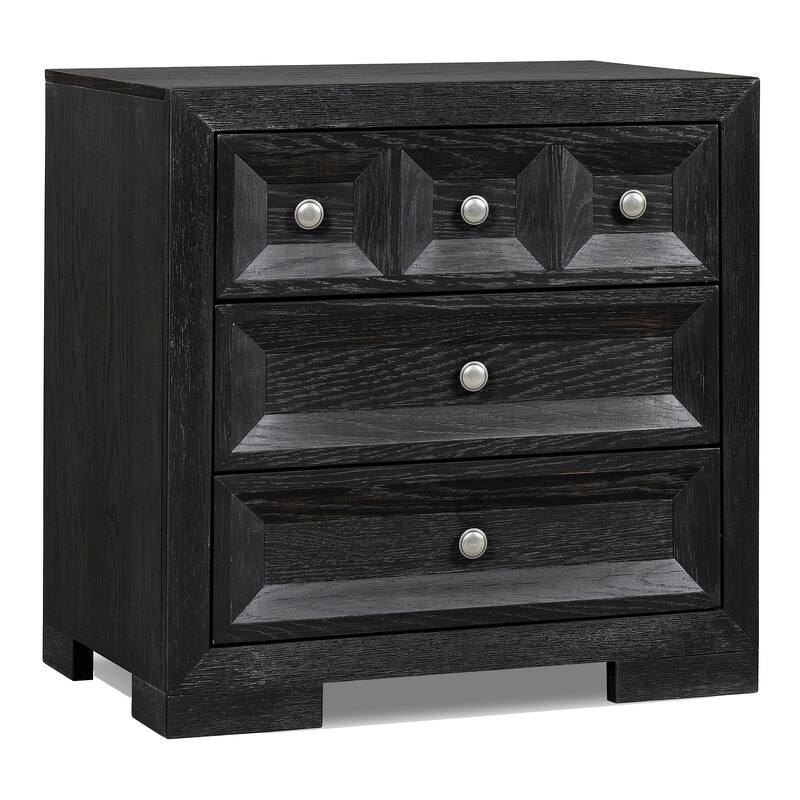 Furniture of America Durem II Modern Classic 3-Piece Solid Wood Panel Bedroom Set with 3-Drawer Nightstand