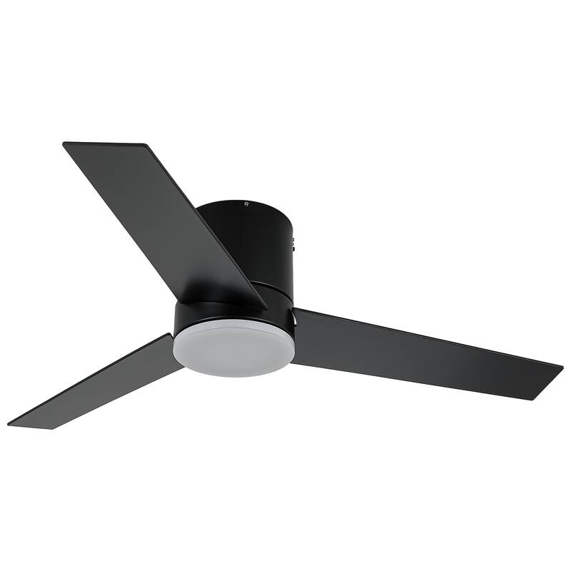 48" Matte Black Dimmable LED Flush Mount Ceiling Fan with Remote