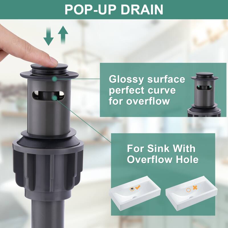 WOWOW Modern-Style Bathroom Faucet with Pop-Up Drain