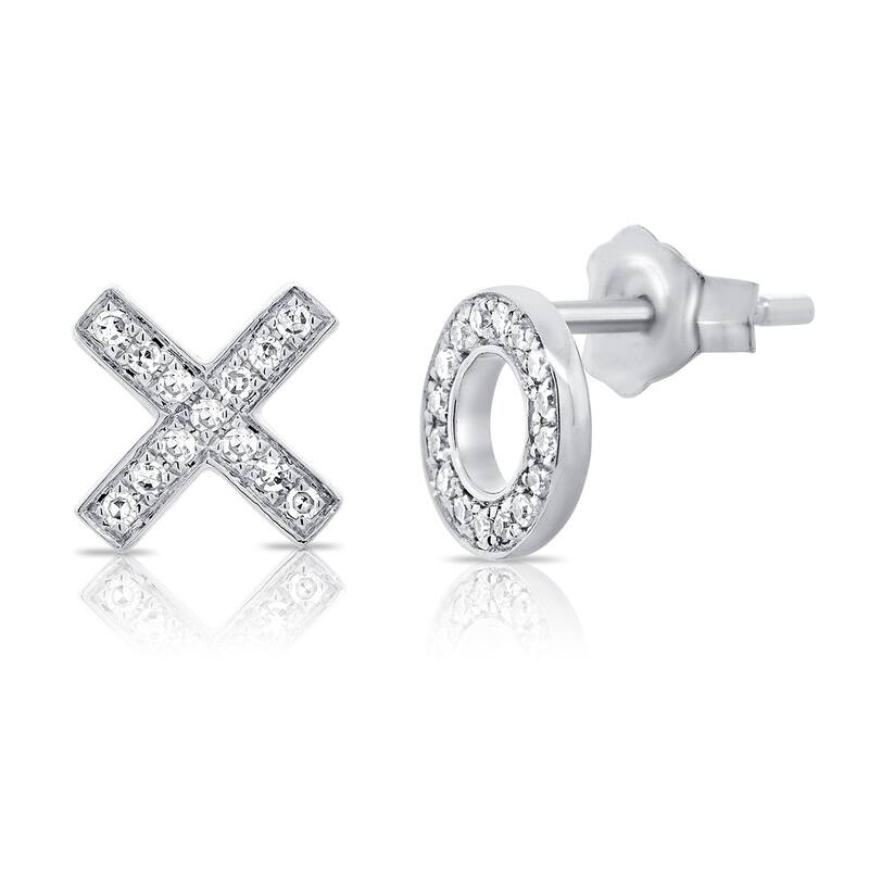 Joelle Collection Diamond XO Stud Earring 14K Gold - White