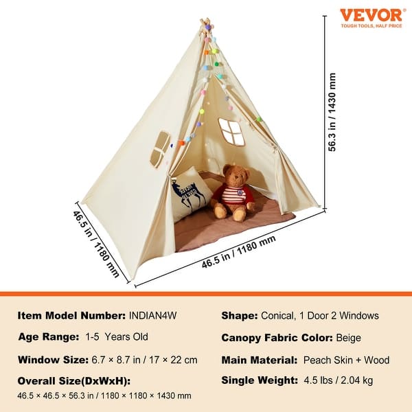 VEVOR Kids Play Tent, Kids Tent for Kids 1-5 Years Old,for Indoor and Outdoor - 47*47*60 inch