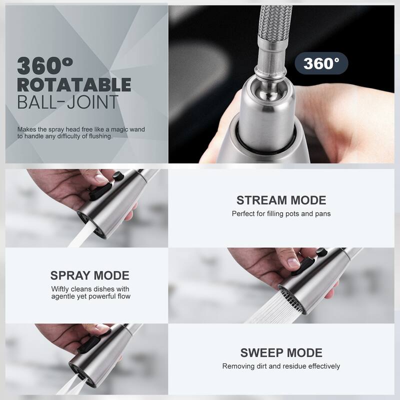 WOWOW Single Handle Pull Down Sprayer Kitchen Faucet with Mobile Sensor