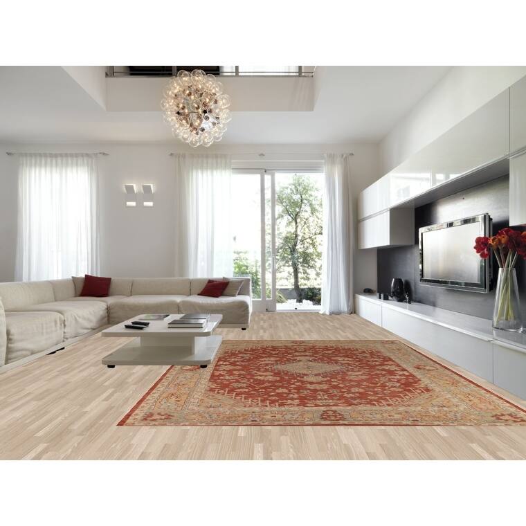 Vegetable Dye Oushak Turkish Large Rug Orange Hand-Knotted Wool Carpet - 10'8"x 13'6"