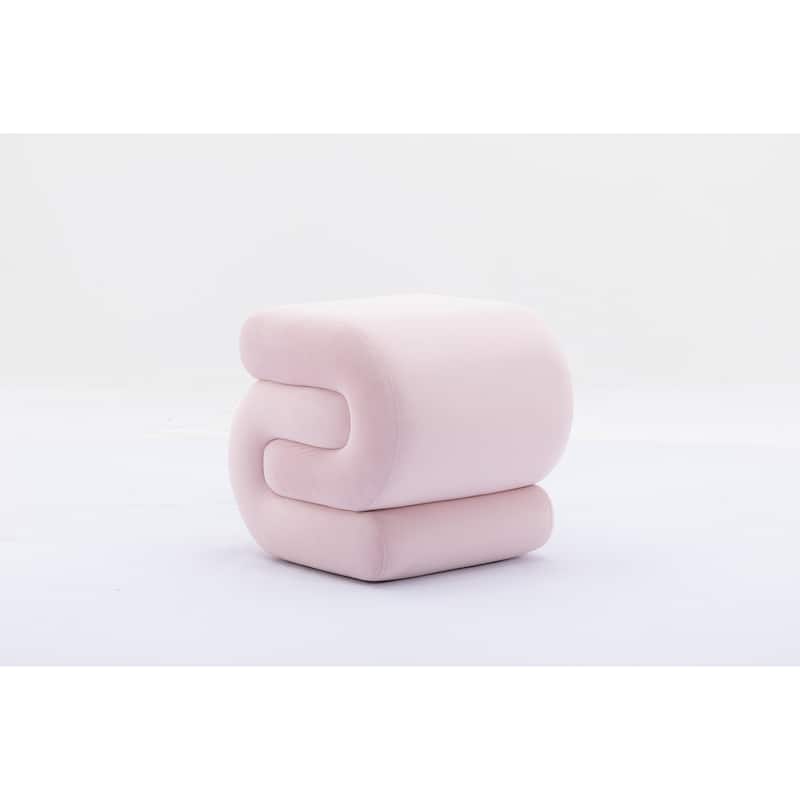 Modern S-shape Fabric Ottoman Makeup Stool Footstool