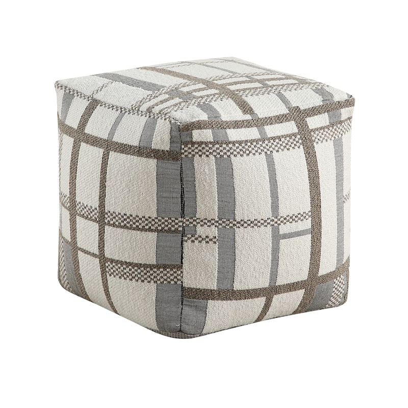 Square Pouf Plush Off Corduroy Fabric Upholstery Modern Ottoman, Footstool, NonSlip Floor Pouf, Bean Bag Chair, 1pc Sitting Pouf