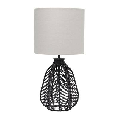 Elegant Designs 21" Tall Boho Rustic Paper Lamp W/ Fabric Linen Shade - 10.25x10.25x21