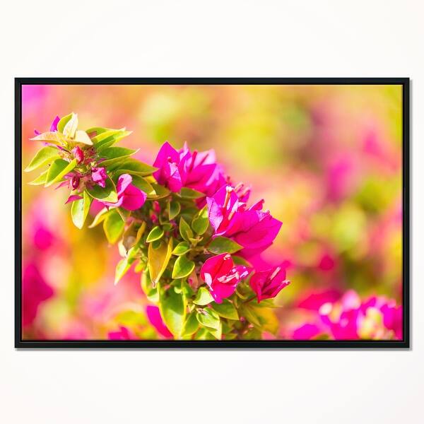 Designart Beautiful Pink Bougainvillea Flowers Floral Framed Canvas Art Print Overstock 18958706 Beautiful oil painting plum flower in winter mountains landscape canvas. design art