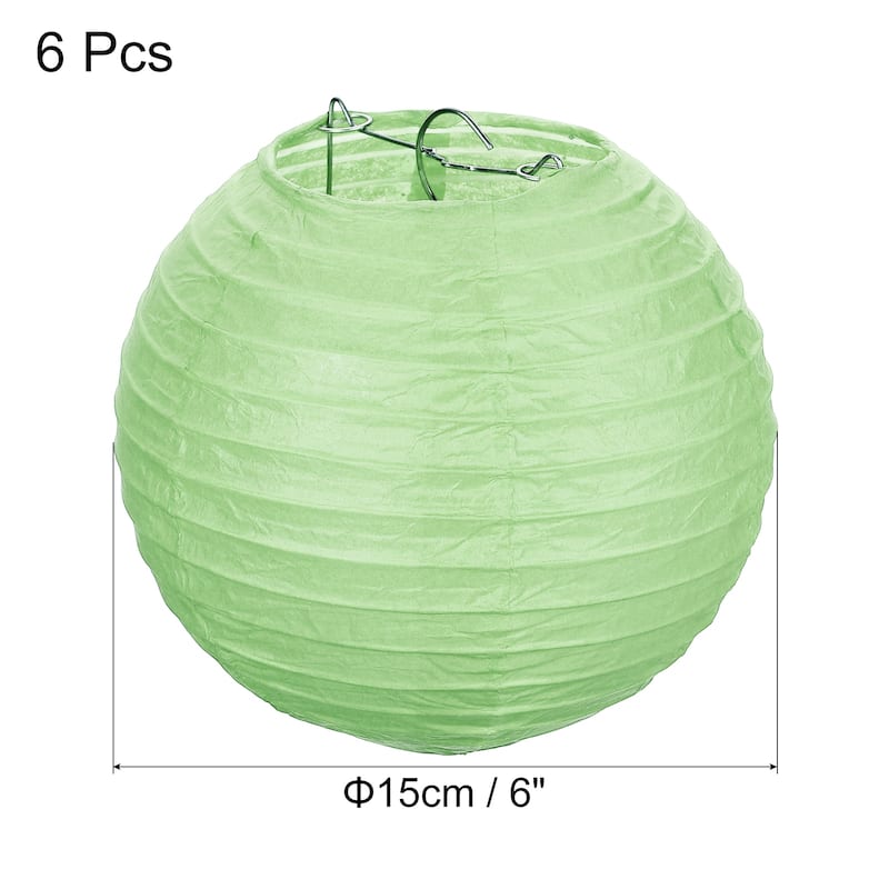 6pcs 6 Inch Folding Hanging Paper Lanterns for Wedding Home Party - Grass Green