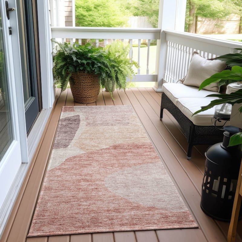 Machine Washable Indoor/ Outdoor Chantille Modern Abstract Rug