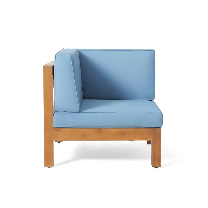 Brava Outdoor 11 Seater Acacia Wood Sectional Sofa and Club Chair Set by Christopher Knight Home