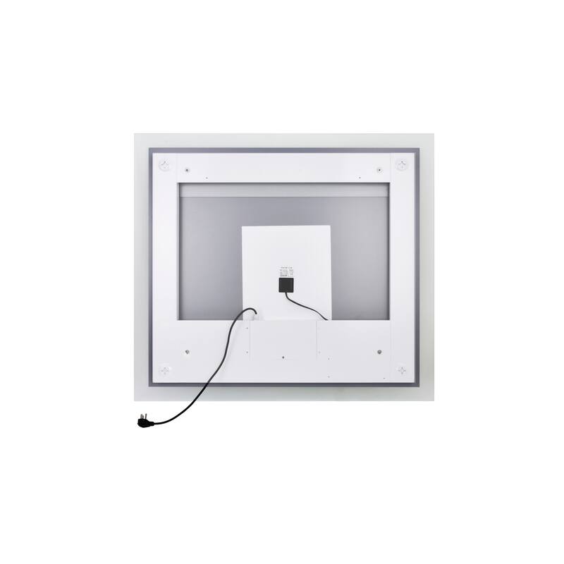 36" x 40" Abigail Matte White Rectangle LED Wall Mirror