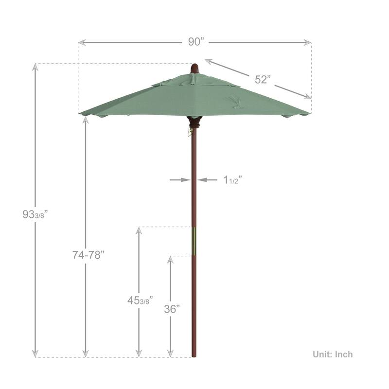 California Umbrella 7.5' Round Marenti Wood Frame Patio Umbrella with Pacifica Fabric, Base Not Included
