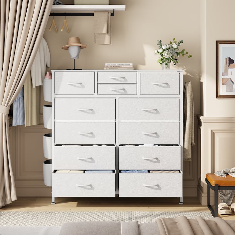12 Drawer Dresser Fabric Tall Dressers for Bedroom Chest of Drawers