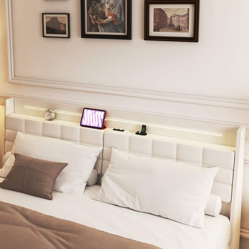 Metal Bed Frame with Charging Station