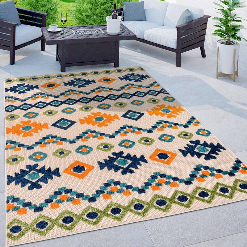 World Rug Gallery Southwestern Geometric Indoor/Outdoor Area Rug